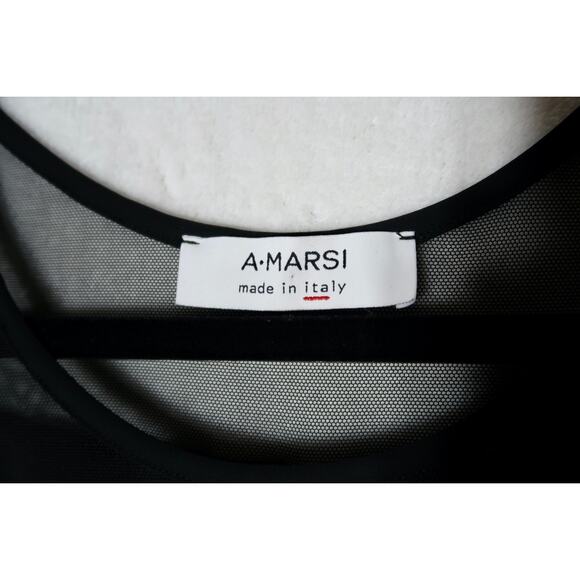 A. Marsi Heaven Black Mesh Panel Dress Medium Made in Italy $300 - Picture 4 of 9